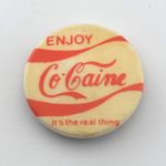 Vintage Enjoy Cocaine Parody Pin Badge 1970s Anti-Establishment Satirical Punk