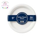 9" Disposable White Plastic Plates Reusable Heavy Duty Plastic Party Plates