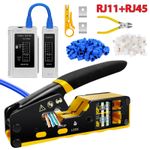 RJ11 RJ45 Crimp Tool Kit Cat5/5e/6 Cable Pass Through Crimper Ethernet Network 