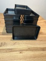 Set Of 12 Black Melamine Serving Trays Rectangular Stackable New Catering