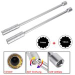 NEW 14mm +16mm Thin Wall Magnetic Swivel Spark Plug Socket 12-Point 3/8 Drive