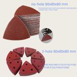 Hook & Loop 80mm Delta Sanding Sheets Triangular Detail Sandpaper Pad no /3-Hole