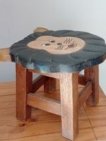 Stool, Children's Stool, Vintage 1950 Mid Century Wood Stool. Lion King Antique 