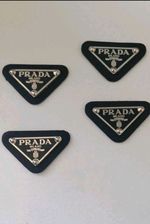 4 x Prada Logo Triangle Black and Silver Button Pendant clothing emblem