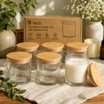 6 Pack  7oz Thick Glass Candle Jars with Bamboo Lids for Candle Making