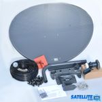 80cm Zone 2 satellite dish & quad lnb + 5m Twin Black kit For Freesat / Sky