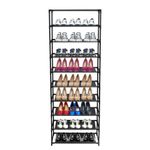 10-Tier Stackable Shoe Rack Storage Shelves, Stainless Steel Frame