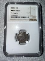 1835 Capped Bust 10C NGC AU Very Nice XFDETAILS Ten Cent Coin Cleaned HalfDime