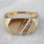 Diamond Pinky Ring Men 14K Yellow Gold Over Round Wedding Band 0.15 Ct Size M-T