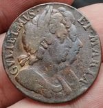 1694 William &Mary Halfpenny  copper coin-S3452-Nice collectable grade. Nice!!
