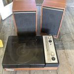 Vintage Pye Black Box Record Player And Speakers- Needs Attention