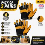 2xLeather Work Gloves Gardening Thorn Proof Builders Grip Hand Protection Safety