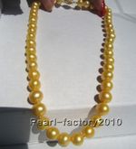 9-10 MM  golden natural 18" AAA  SOUTH SEA PEARL NECKLACE 14K gold Clasp 
