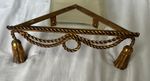 Antique Hollywood Regency Corner Shelf  Rope  Tassel NO  Glass Included