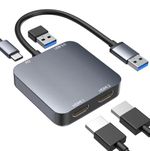 USB 3.0 to Dual HDMI Adapter with USB Port for Laptop and Desktop – Black