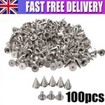 100Pcs 10mm Punk Cone Spikes Screwback Studs for DIY Leather Clothing Jacket NEW