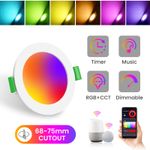 68mm LED WIFI Recessed Ceiling Light Bluetooth Dimmable Spot RGB Downlight Alexa
