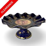 NEW Antique Style Cobalt Gilt Pedestal Compote Hand Painted Neoclassical Scene
