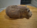 Vintage Hand-Carved Hippopotamus Wooden Animal Ornament