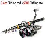 Carbon Fiber Telescopic Fishing Rod Reel Combo Full Kit 1.8-3.6M Sea Saltwater