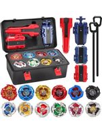 Battling Top Burst Gyro Toy Set for Kids, 12 Spinning Tops, 3 Launchers with Sto