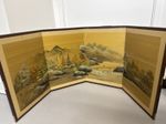 Good Old Japanese 4 Panel Byobu Screen Painting on Silk, Artist signed landscape
