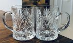 Set of 2 Vintage 1970's Paul Sebastian Diamond Cross Cut Fine Crystal Mugs 4.25”