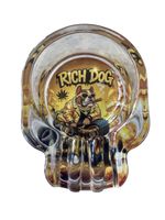 Glass Ashtray RICH DOG ash tray Funny Skull Glass 9.5cm Smoking Cigarette garden