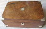 Victorian Mahogany Writing Box or Slope with Brass Fittings –engraved dated 1884