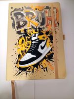A5 Lined Notebook Gold Trainer Graffiti Elastic Strap Pen Loop