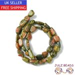 Unakite Gemstone Nugget Beads - Natural Green Crystals -  7~17mm - 1 Str (36pcs)