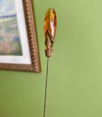 Vintage Art Deco Hat Pin Faceted Amber Colour Stone Gold Leaf Motif