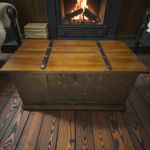 Antique Wooden/Metal Bound Trunk/Late 19th Early 20th Century/Antique Screw Mark