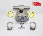 ASSEMBLED Fuel Low Pressure Gauge Carburetor 15 Psi, 1 bar LIQUID FILLED  inline