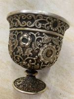 Wonderful Tibetan Silver Hand Made *Floral Relief* Ritual Altar Cup