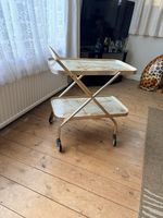 VINTAGE MID CENTURY MODERN 2 TIER FOLD UP TEA TROLLEY