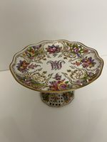 Carl Thieme Dresden Porcelain Marie Antoinette, Reticulated Compote Bow Ribbon
