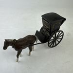 Vintage Painted Lead Horse And Cart Inkwell