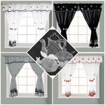 New Kitchen Curtain Window Curtain Net Set Rod Pocket Attached Valance Tiebacks 
