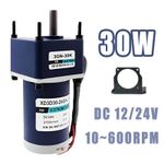 DC 12V/24V Micro Gearmotor Metal Gear Reduction Box Motor 30W Silent 10- 600RPM