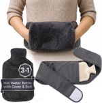 Hot Water Bottle with Cover Adjustable Belt 1L Wearable Wrap Around Pain Relief