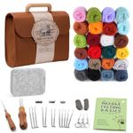 Needle Felting Starter Tool Kit Set Wool Roving 24 Colors Set for DIY Gift