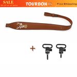 TOURBON Hunting Leather Rifle Sling Gun Carry Shoulder Strap with Swivels Brown