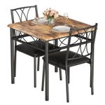 3-Piece Dining Set for 2 People, Industrial Wooden Table & Metal Frame Chairs