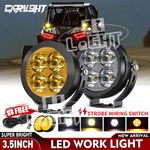 Pair 3.5"Inch Round LED Work Light Bar Spot Flood Driving Fog Lamp Offroad UTV