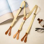 Mens Suspenders for Trousers Y-Shape Leather Braces Button Formal Wear Width 2cm