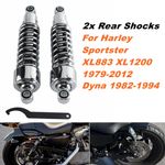 2x Chrome Rear Shocks For Harley Sportster XL 883 1200 1979-2012 Dyna 1982-1994