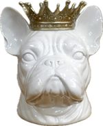 White Resin French Bulldog with Crown Figurine Ornament