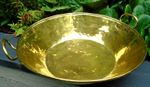 Victorian large brass creamery bowl with copper rivets