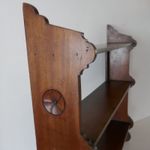 Antique Arts and Crafts Mahogany Hanging Wall Shelf Shelves Acorn & Rose Carving